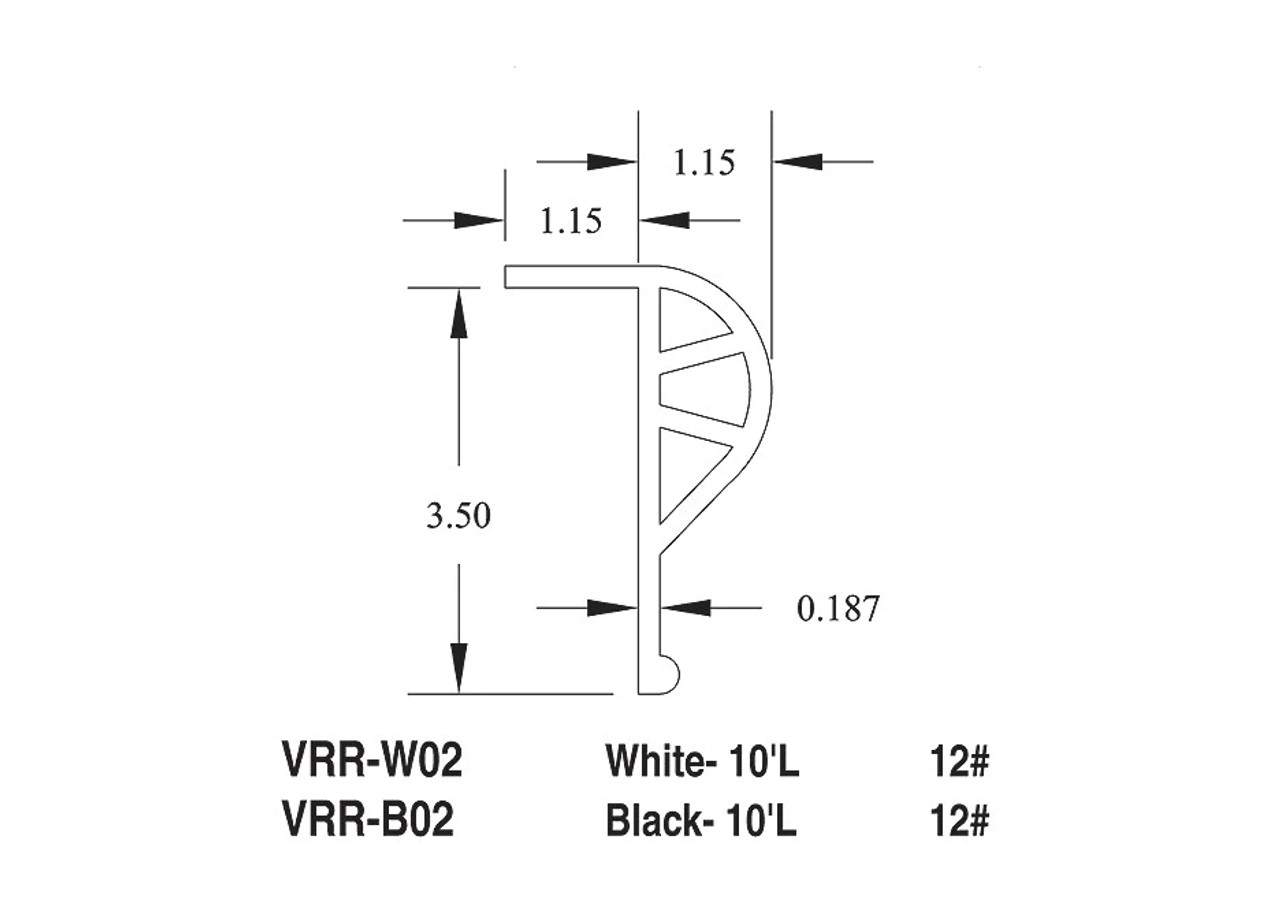 P-Shaped Rubrail, 3-1/2 inches wide by 10 feet long