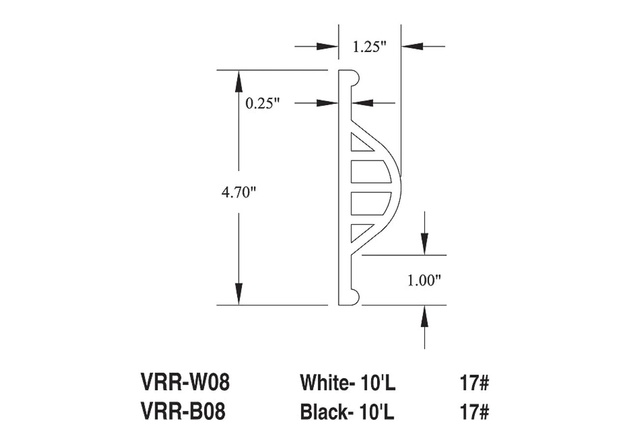 Dock Bumper, Rubrail, Flat, 4.7" x 10' length