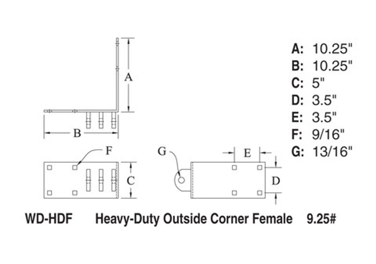 Outside Corner Female, Heavy Duty