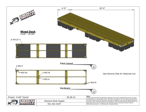 4'x20' Floating Dock Section