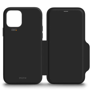 EFM Monaco D3O Leather Wallet Case Armour iPhone 12 Pro Max - Black/Space Grey