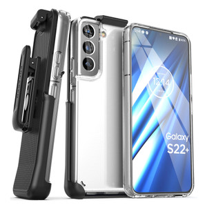 Encased Clear Back Case Samsung Galaxy S22+ Plus with Belt Clip Holster - Clear