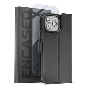 Encased Primo Leather MagSafe Case and Folio Wallet iPhone 14 Pro Max - Black