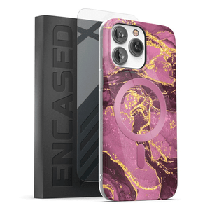 Encased Lexion MagSafe Case with Screen Protector iPhone 14 Pro - Purple Marble