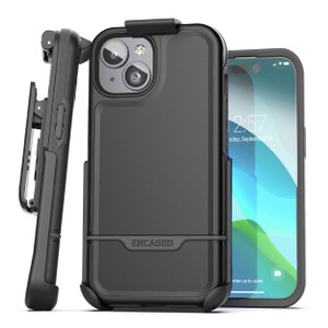 Encased Rebel Case iPhone 15 Plus with Belt Clip Holster - Black