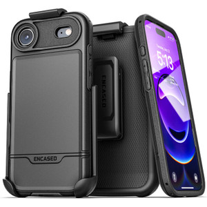 Encased Rebel Case iPhone 17 Air with Belt Clip Holster - Black