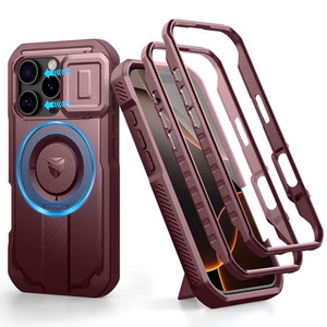 Dexnor Durable Case iPhone 15 Pro with Slide Camera Cover - Red