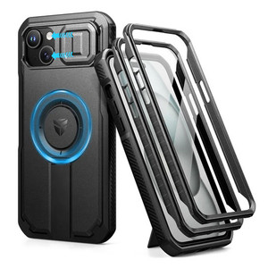 Dexnor Durable Case iPhone 15 Plus with Slide Camera Cover - Black