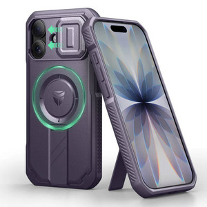 Dexnor Armor Shield MagSafe Case iPhone 17 With Slide Camera Cover & Adjustable Kickstand - Purple