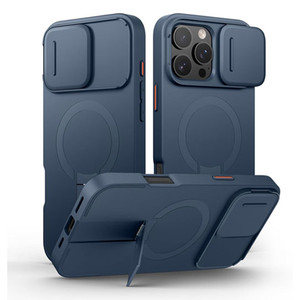 Suritch Flex Armor MagSafe Case iPhone 15 Pro Max with Camera Cover and Adjustable Kickstand - Blue