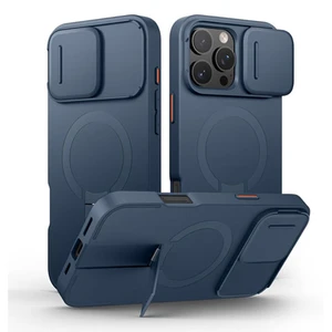 Suritch Flex Armor MagSafe Case iPhone 15 Pro with Camera Cover and Adjustable Kickstand - Blue