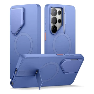 Suritch Flex Armor MagSafe Case Samsung Galaxy S25 Ultra with Camera Cover and Adjustable Metal Kickstand - Starlight Blue