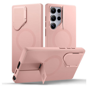 Suritch Flex Armor MagSafe Case Samsung Galaxy S24 Ultra with Camera Cover and Adjustable Metal Kickstand - Pink