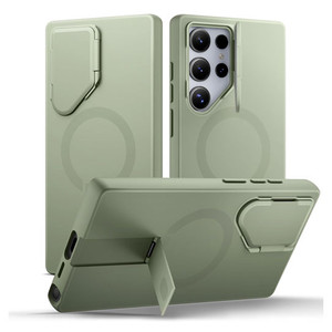 Suritch Flex Armor MagSafe Case Samsung Galaxy S24 Ultra with Camera Cover and Adjustable Metal Kickstand - Sage Green