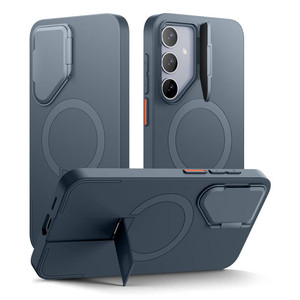Suritch Flex Armor MagSafe Case Samsung Galaxy S24+ Plus with Camera Cover and Adjustable Metal Kickstand - Dark Blue