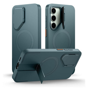 Suritch Flex Armor MagSafe Case Samsung Galaxy S24 FE with Camera Cover and Adjustable Metal Kickstand - Lake Green