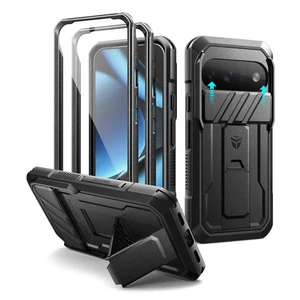 Dexnor Rugged Armor Case Google Pixel 11/11 Pro with Slide Flip Camera Cover - Black