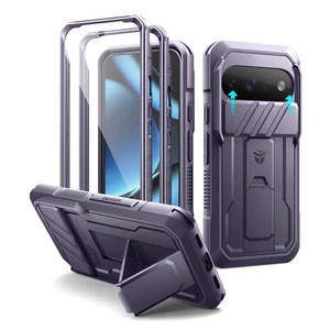 Dexnor Rugged Armor Case Google Pixel 11/11 Pro with Slide Flip Camera Cover - Purple