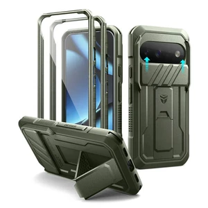Dexnor Rugged Armor Case Google Pixel 11/11 Pro with Slide Flip Camera Cover - Green