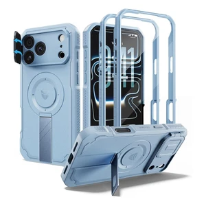 Dexnor Rugged Armor MagSafe Case iPhone 18 Pro Max/17 Pro Max With Flip Camera Cover & Screen Protector - Blue
