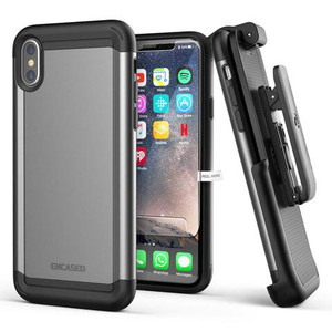 Encased Scorpio Case iPhone X/Xs with Belt Clip Holster - Grey