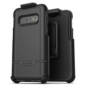 Encased Rebel Case Samsung Galaxy S10 with Belt Clip Holster - Black