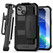 Encased Falcon Case iPhone 15 with Hand Strap and Belt Clip Holster - Black