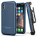 Encased Rebel Case iPhone Xs Max with Belt Clip Holster - Blue