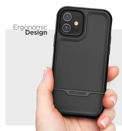 Encased Rebel Case iPhone 12 Mini with Belt Clip Holster - Black