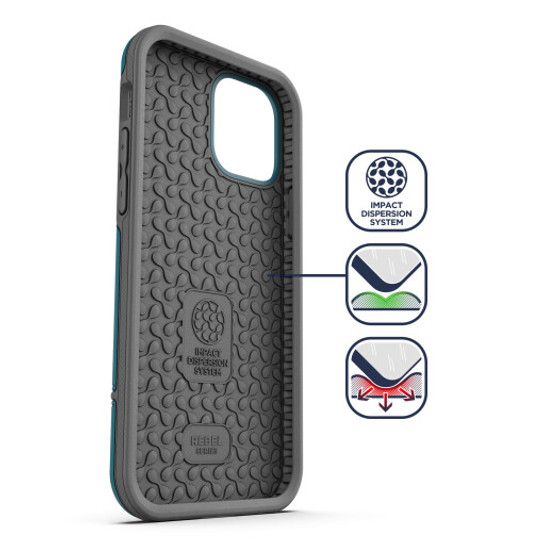 Encased Rebel Case iPhone 12 Pro Max with Belt Clip Holster - Blue Encased Rebel Case iPhone 12 Pro Max with Belt Clip Holster - Blue