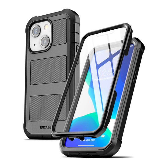 Encased Falcon Shield Case iPhone 13 Mini with Belt Clip Holster - Black