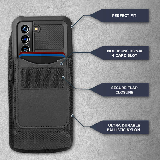 Encased Falcon Shield Case Samsung Galaxy S22+ Plus with Pouch - Black