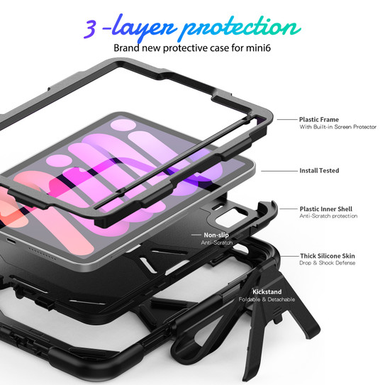 Krakatoo Armor Case iPad Mini 6th Gen 8.3" 2021 - Black Krakatoo Armor Case iPad Mini 6th Gen 8.3" 2021 - Black