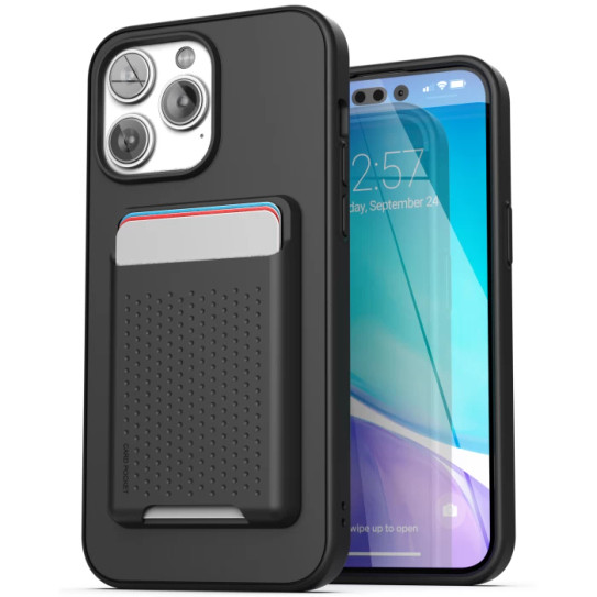 Encased Slimshield Magsafe Case iPhone 14 Pro Max with TPU Wallet - Black
