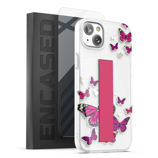 Encased Loop Case with Screen Protector iPhone 14/13 - Golden Pink Butterfly