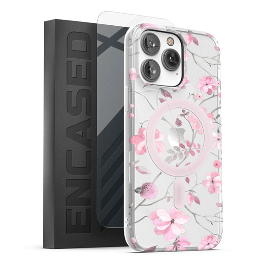 Encased Lexion MagSafe Case with Screen Protector iPhone 14 Pro Max - Pink Flowers