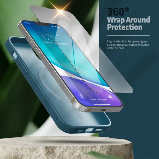 Encased Slimshield Magsafe Case iPhone 14 Pro with Leather Wallet - Blue