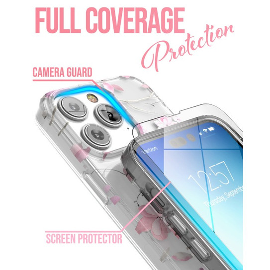 Encased Loop Case with Screen Protector iPhone 14 Pro - Pink Flowers