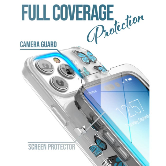 Encased Loop Case with Screen Protector iPhone 14 Pro Max - Blue Butterfly