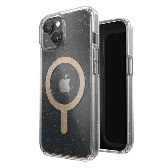 Speck Presidio Perfect Clear MagSafe Case iPhone 14 Plus - Clear/Gold Glitter