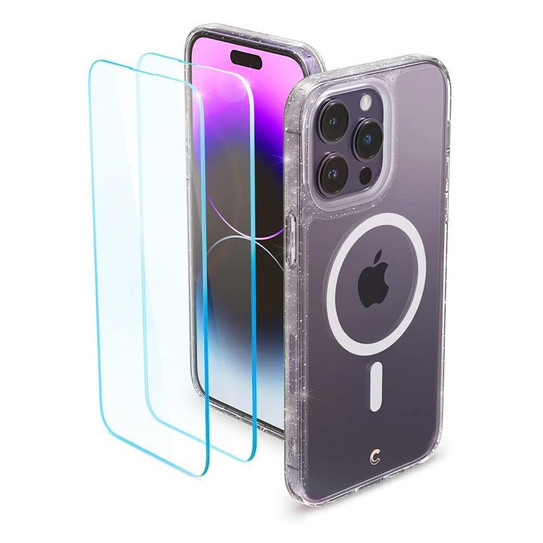 Spigen Cyrill Shine Magsafe Case with Screen Protector 2PCS iPhone 14 Pro - Clear Glitter