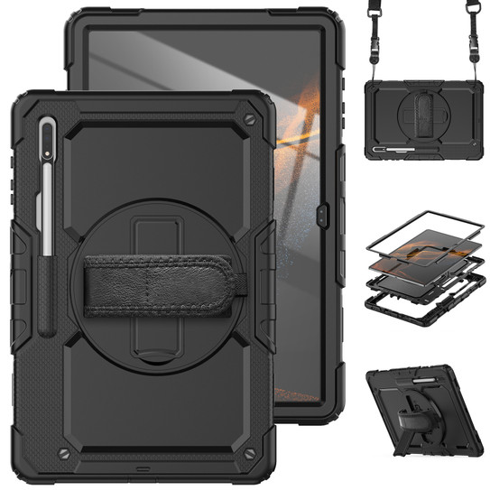 Krakatoo Armor Case Samsung Galaxy Tab S8 Ultra with Handstrap - Black Krakatoo Armor Case Samsung Galaxy Tab S8 Ultra with Handstrap - Black