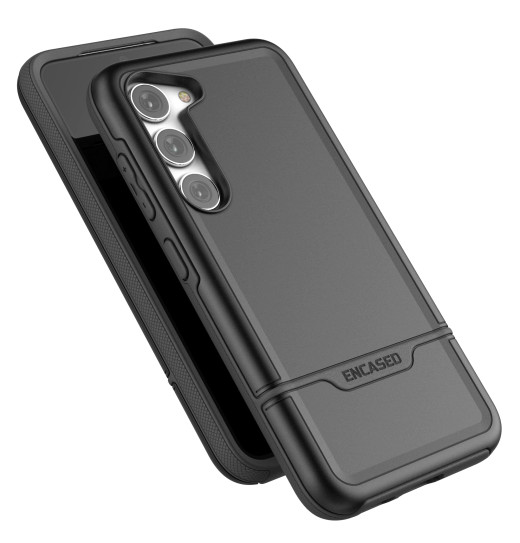 Encased Rebel Case Samsung Galaxy S23+ Plus with Belt Clip Holster - Black