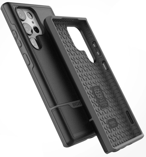 Encased Rebel Case Samsung Galaxy S23 Ultra with Belt Clip Holster - Black