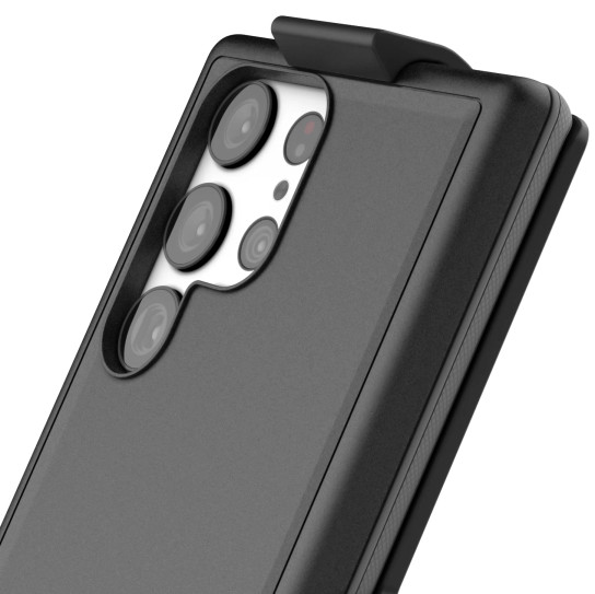 Encased Rebel Case Samsung Galaxy S23 Ultra with Belt Clip Holster - Black