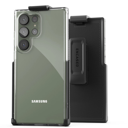 Encased Clear Back Case Samsung Galaxy S23 Ultra with Belt Clip Holster - Clear