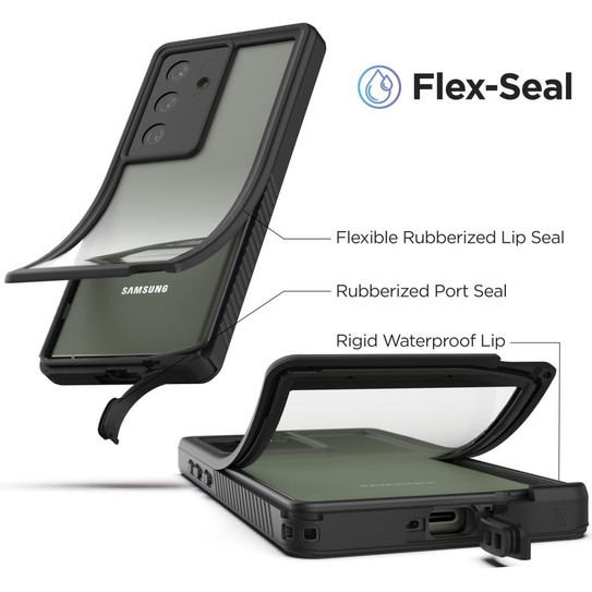 Encased Waterproof Case Samsung Galaxy S23 Ultra with Belt Clip Holster - Black