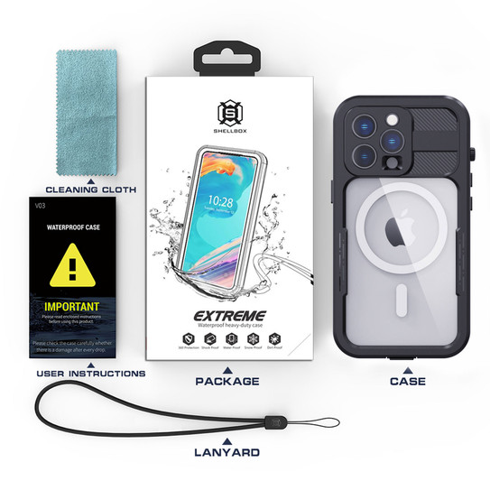 Krakatoo Mars WaterProof Case iPhone 14 Pro - Black with Metal Ring Krakatoo Mars WaterProof Case iPhone 14 Pro - Black with Metal Ring