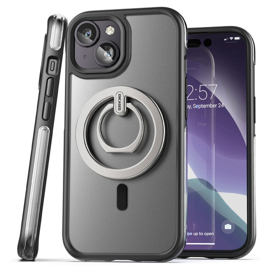 Encased MAG-AIR Case iPhone 15 with MagSafe Ring Grip - Black