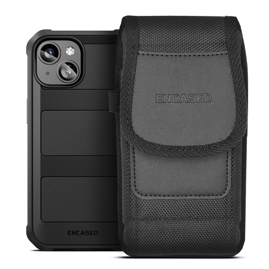 Encased Falcon MagSafe Case iPhone 15 Plus with Belt Clip Pouch - Black